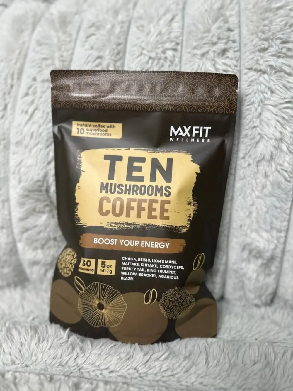 MXFit Ten Mushrooms Coffee 60 Servings 10 Mushroom Blend Instant Coffee 5 oz